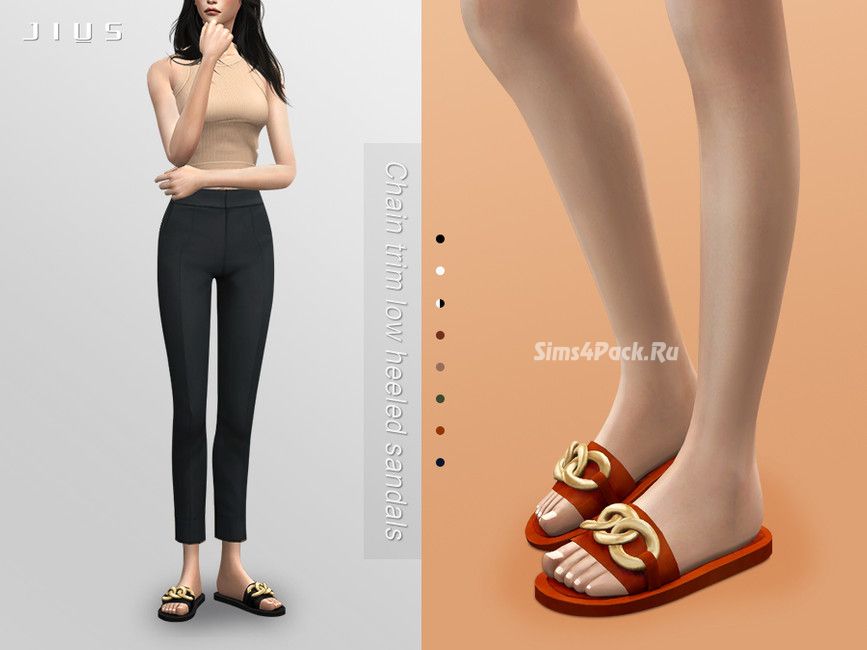 Шлепанцы "Chain trim low heeled sandals 01"