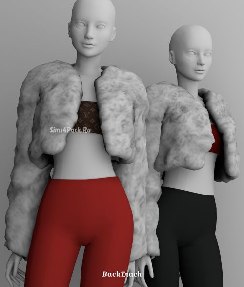 Шуба и топ "LV Tube Top with Fur Jacket"