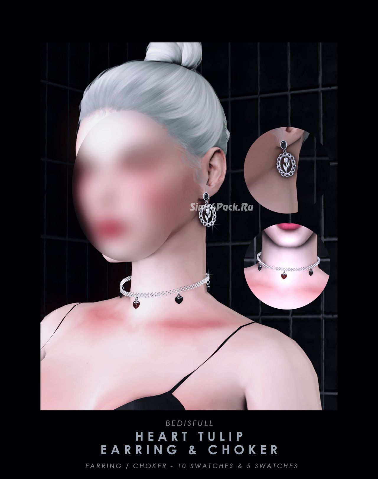 Чокер и серьги "Heart tulip earring and choker"
