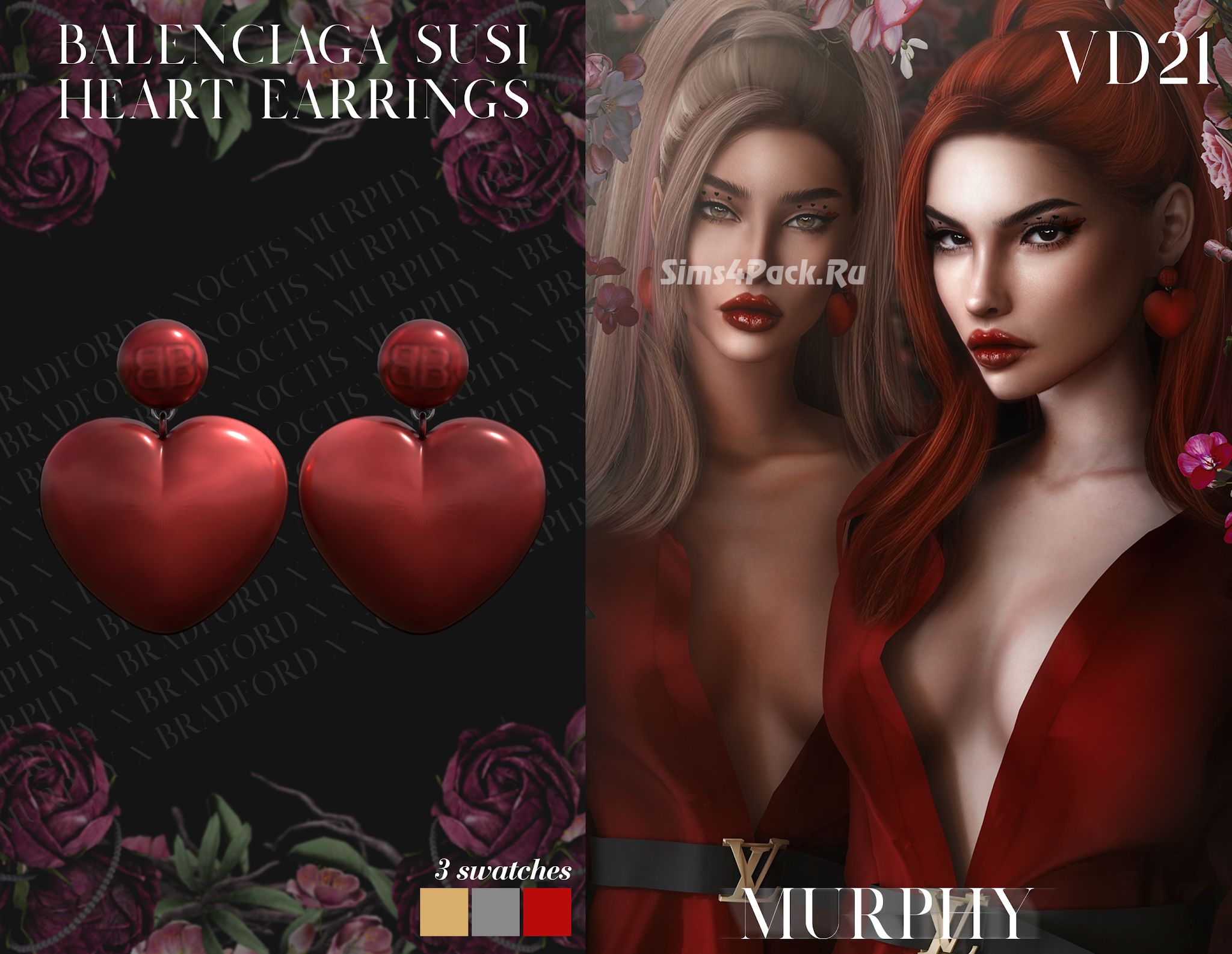 Серьги "Balenciaga Susi Heart Earrings"