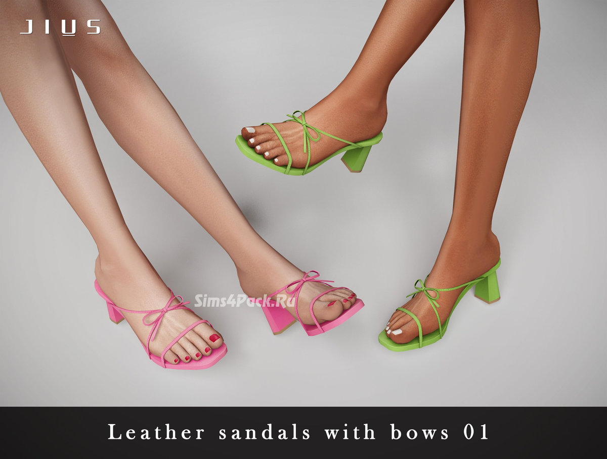 Женские сандалии "Leather sandals with bows 01"