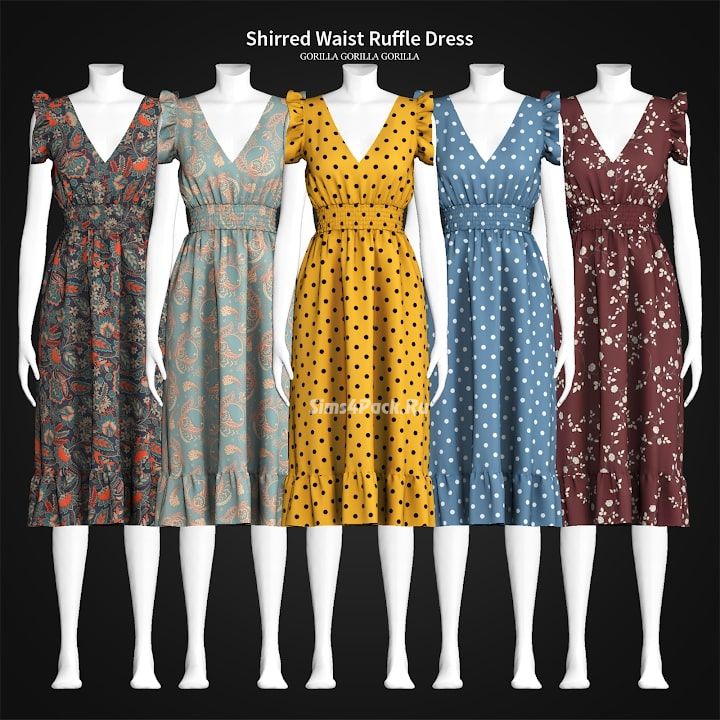 Платье "Shirred Waist Ruffle Dress"