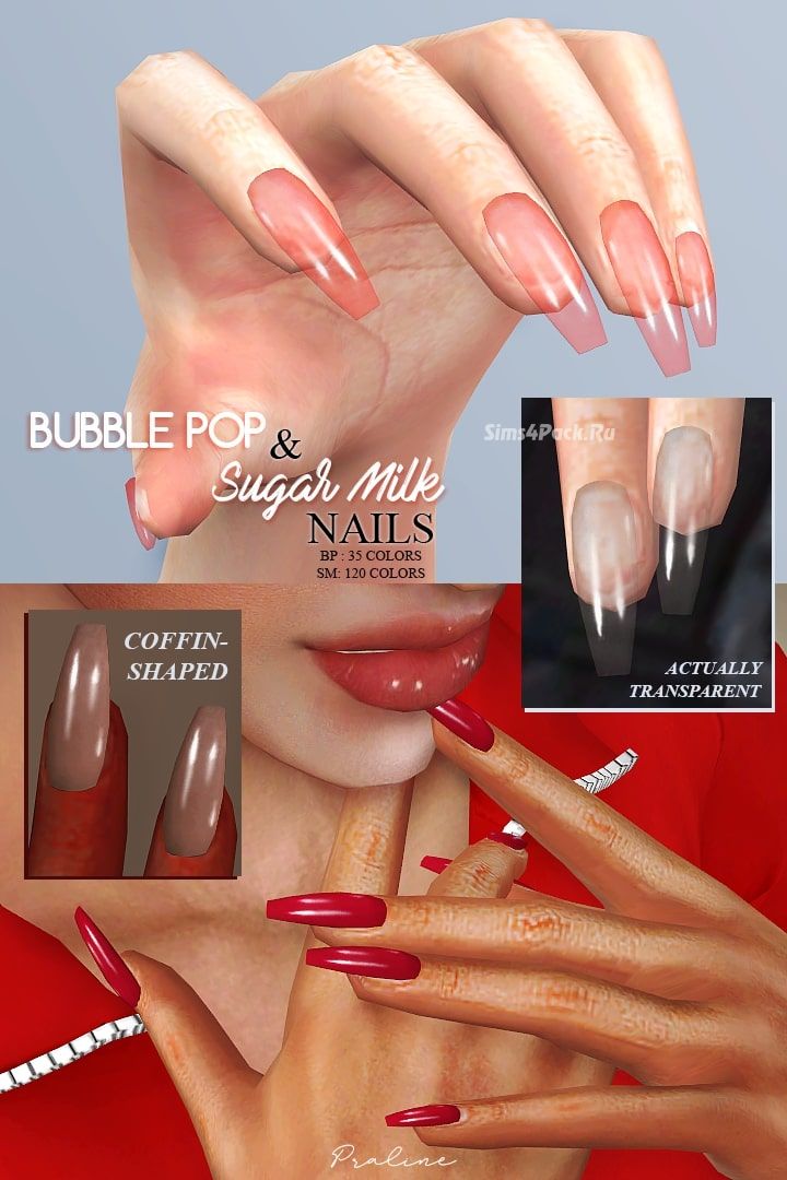 Маникюр "BUBBLE POP AND SUGAR MILK Coffin Nails"