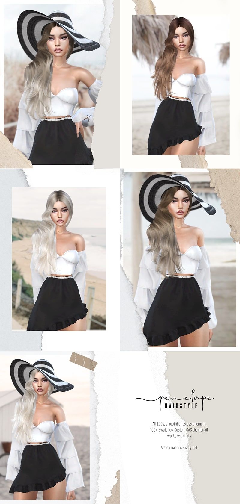 Женская прическа и шляпа "Penelope Hairstyle and hat accessory"