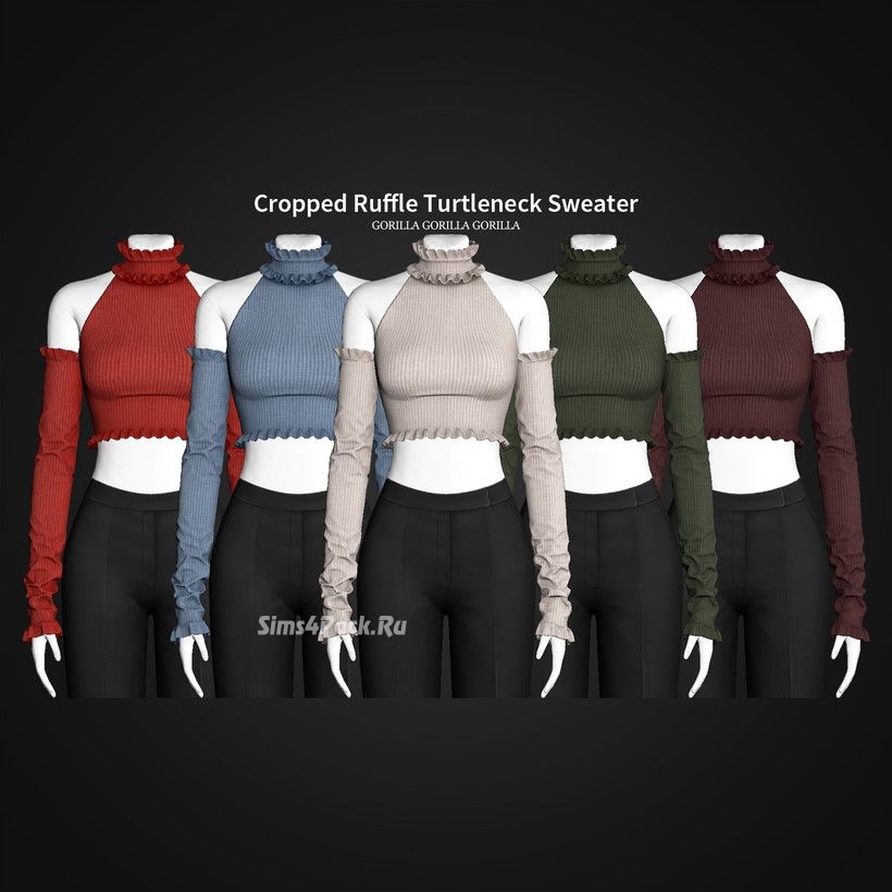 Женская водолазка "Cropped Ruffle Turtleneck Sweater"