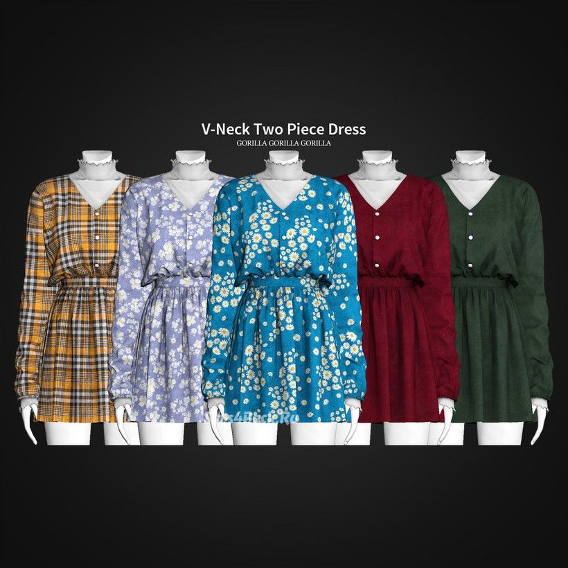Платье и водолазка "V-Neck Two Piece Dress"