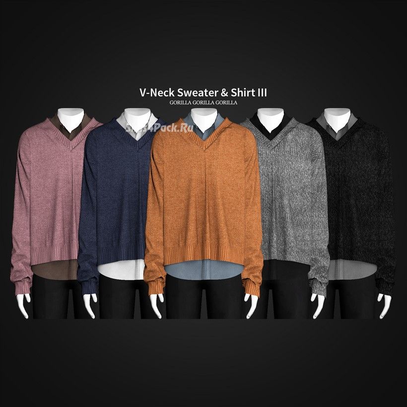 Рубашка и джемпер "V-Neck Sweater & Shirt III"