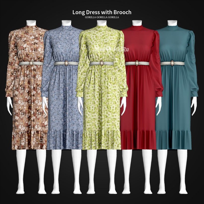 Платье "Long Dress with Brooch"
