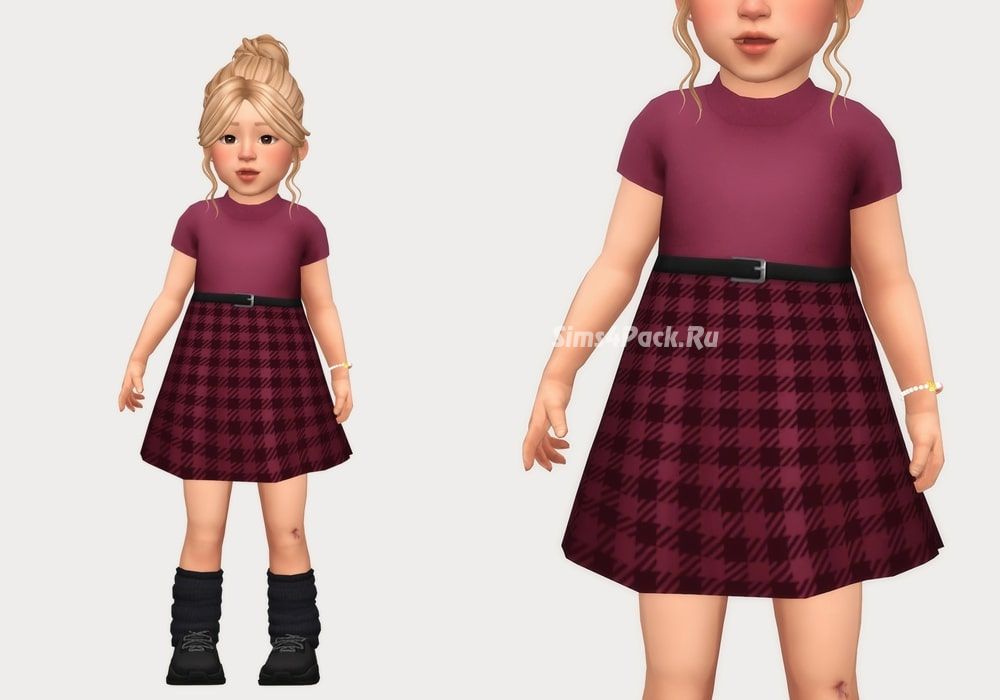 Платье для малышек "gingham belt dress"