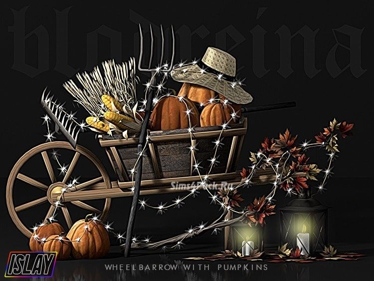 Тачка с тыквами "Wheelbarrow With Pumpkins"