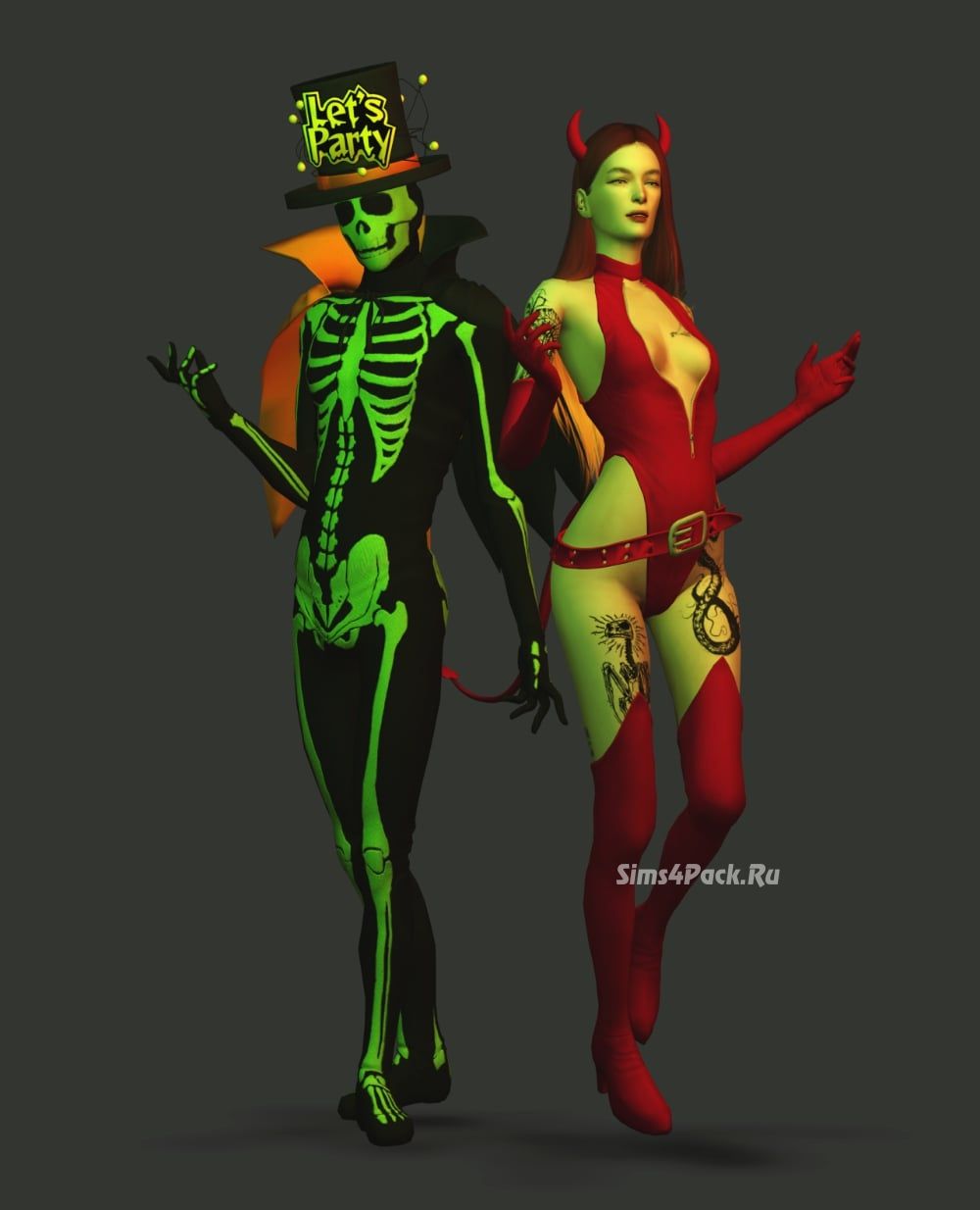Костюмы для Хэллоуина "skeleton and devil"