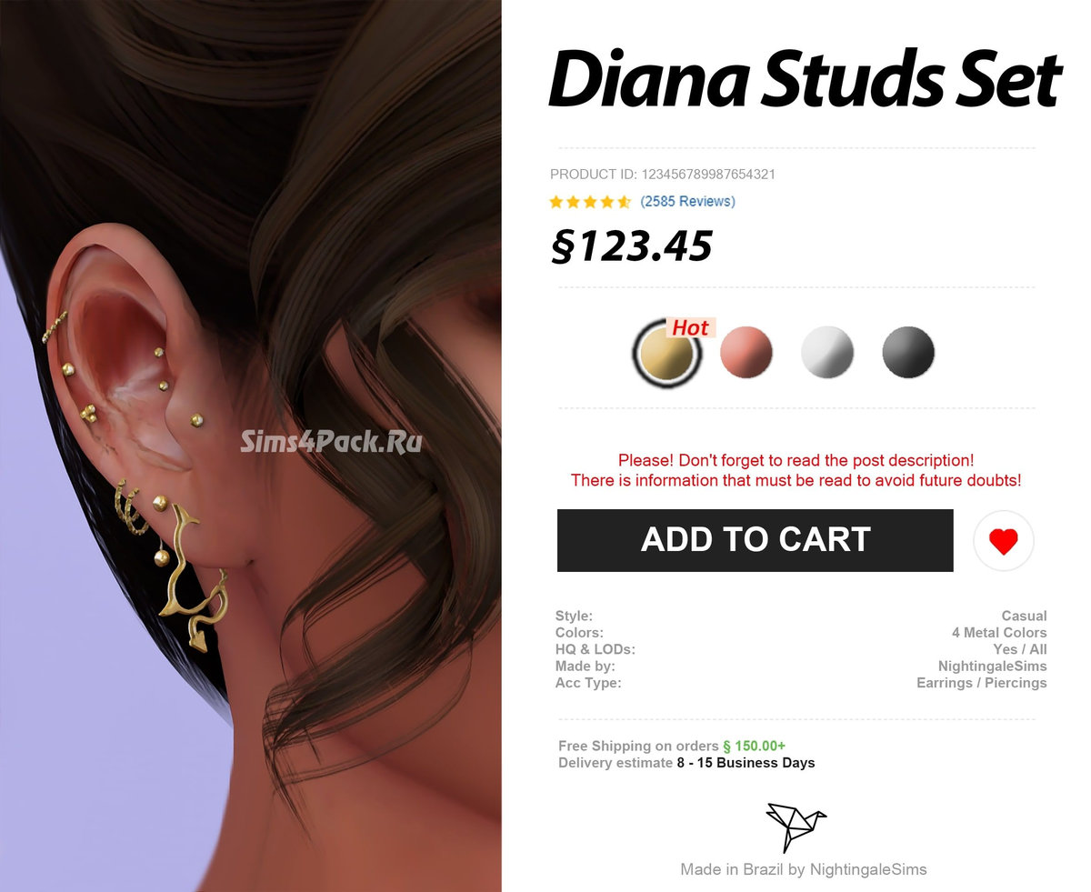 Пирсинг сет "Diana Studs Set"