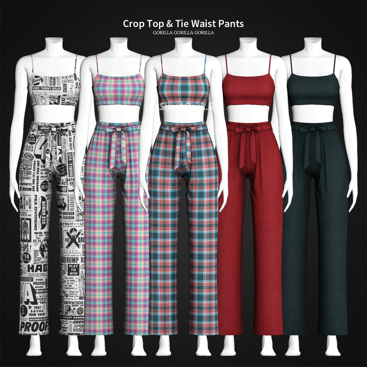 Топ и штаны "Crop Top And Tie Waist Pants"