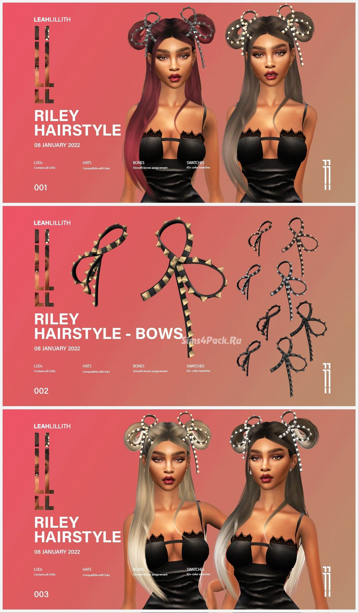 Женская прическа "Riley Hairstyle + Accessory Bows"