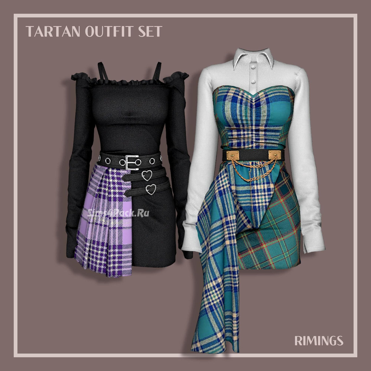 Наряды для симочек "Tartan Outfit Set"