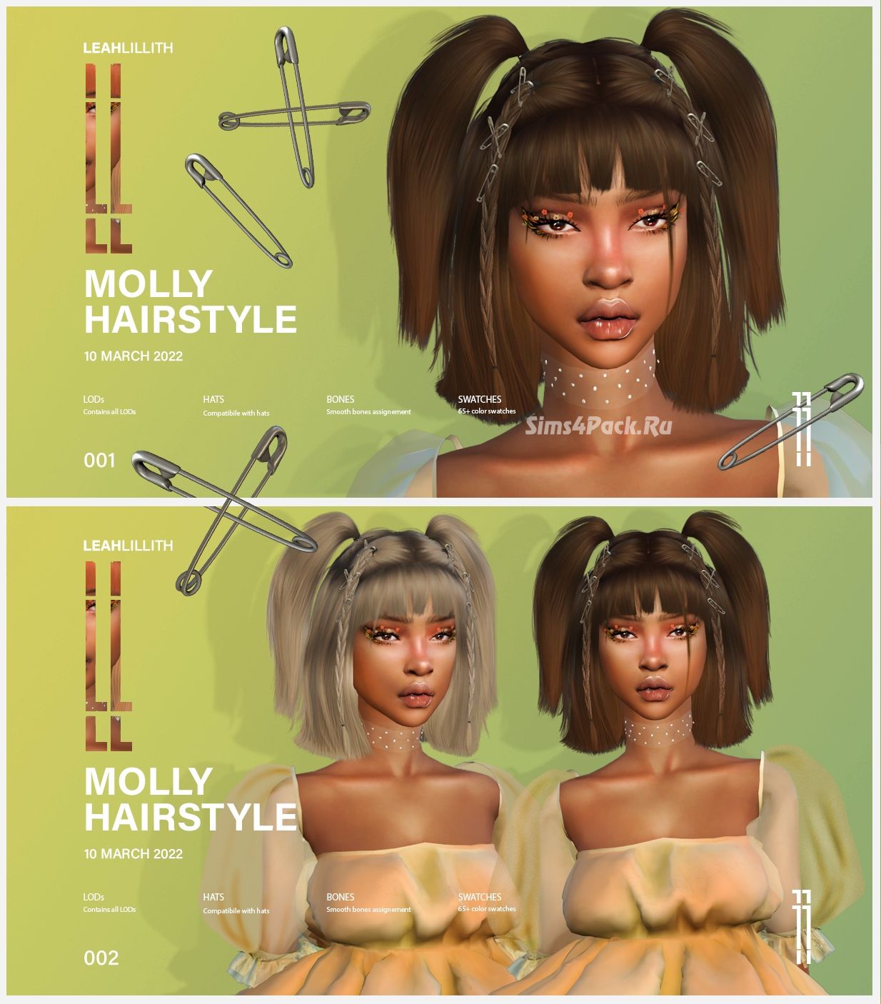 Женская прическа "Molly Hairstyle + Pins Accessory"