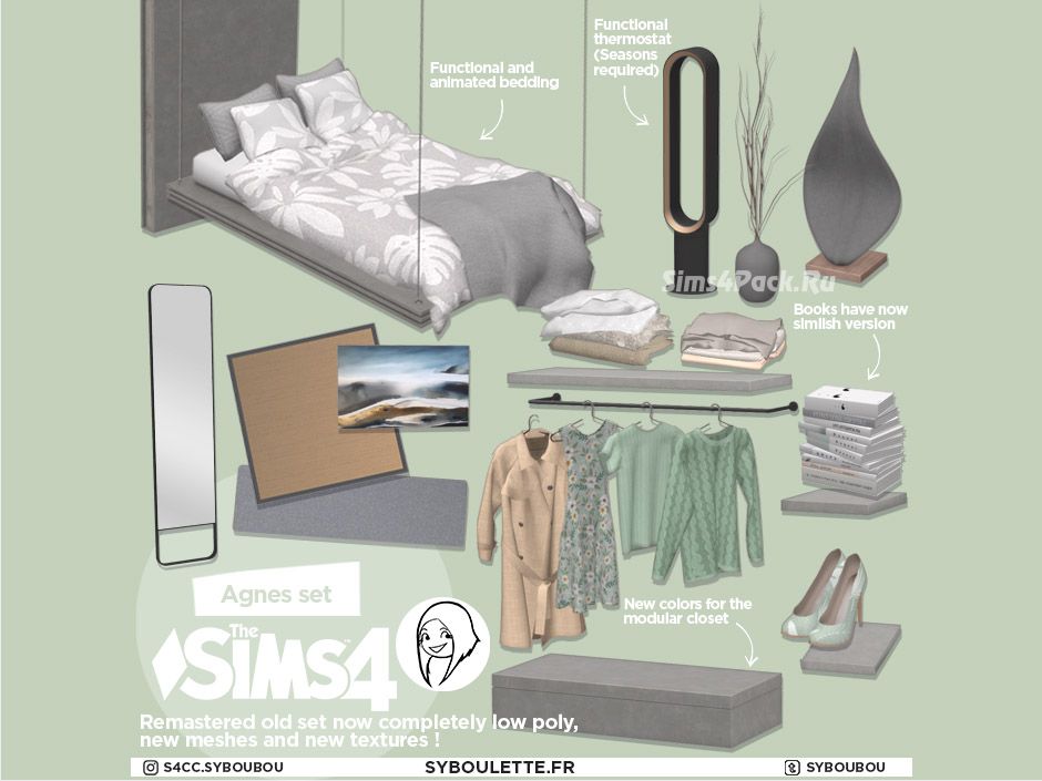 Спальня "AGNES BEDROOM CC SIMS 4"