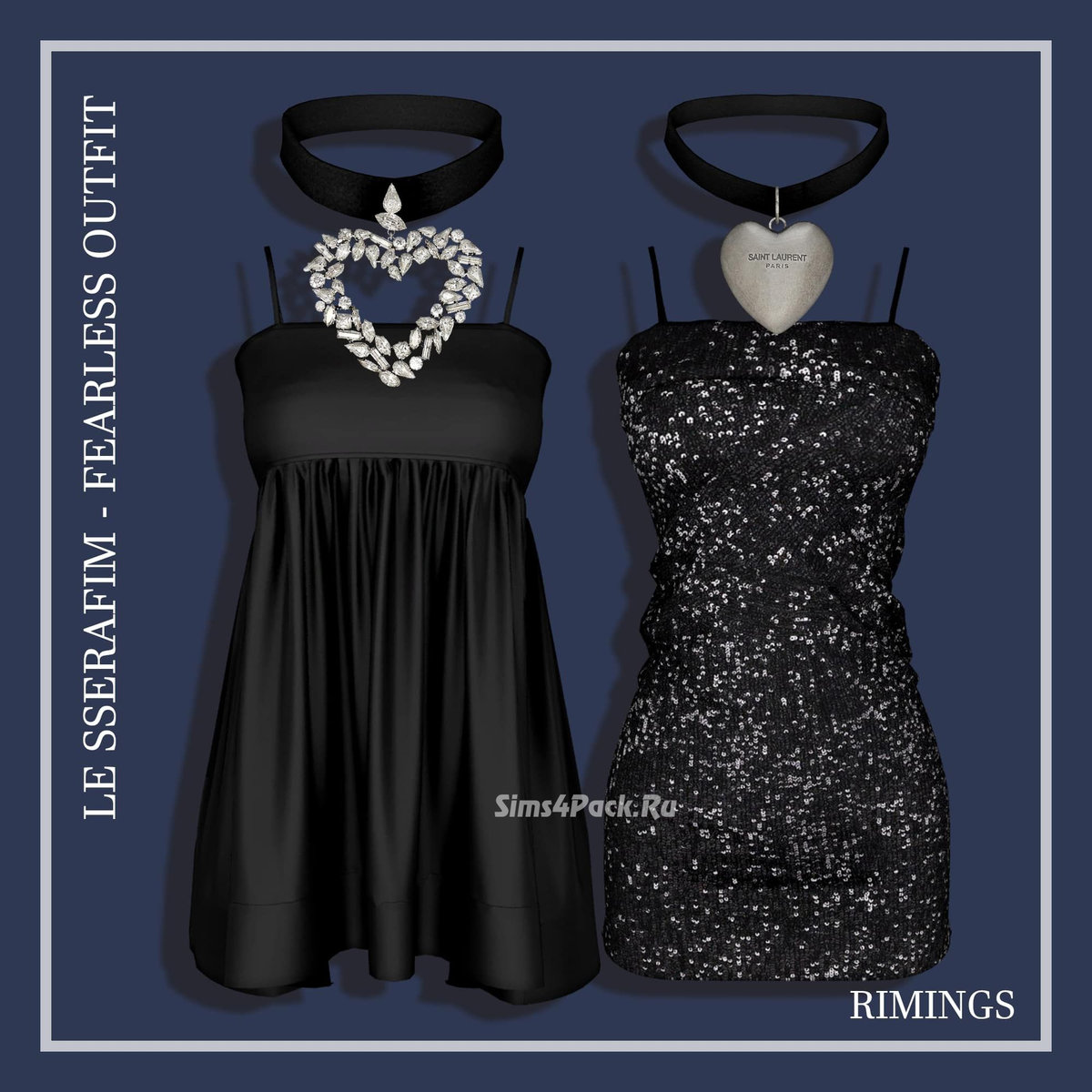 Платья и чокеры "LE SSERAFIM - FEARLESS Outfit"