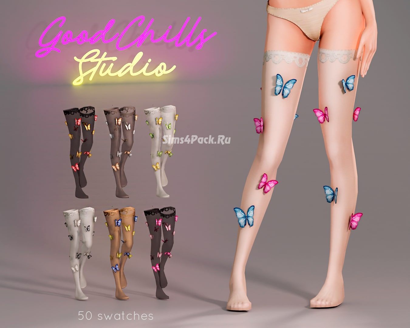 Чулки "Butterfly Applique Stockings"