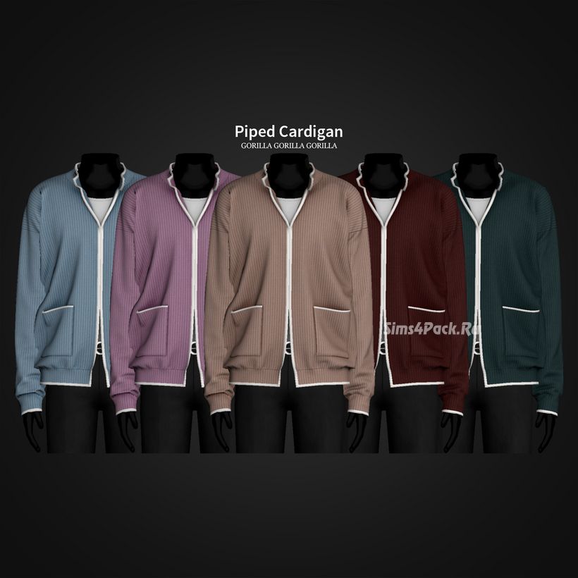 Мужской кардиган и кулон "Piped Cardigan & Key Pendant Cord Necklace"