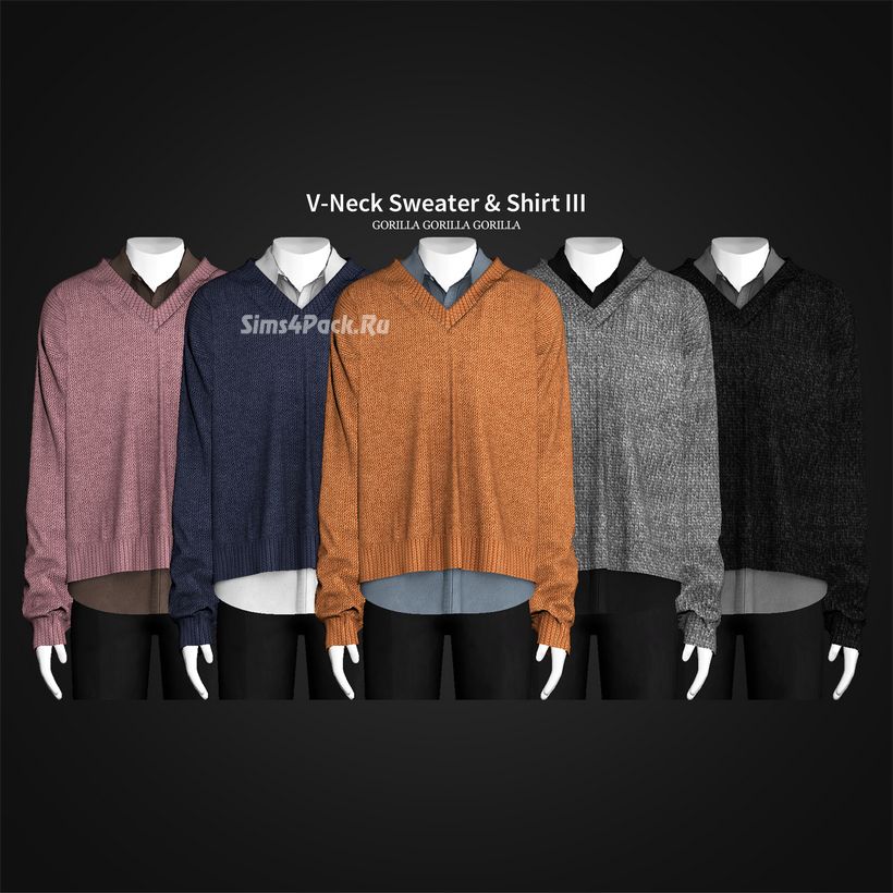 Свитер и рубашка "V-Neck Sweater & Shirt III"