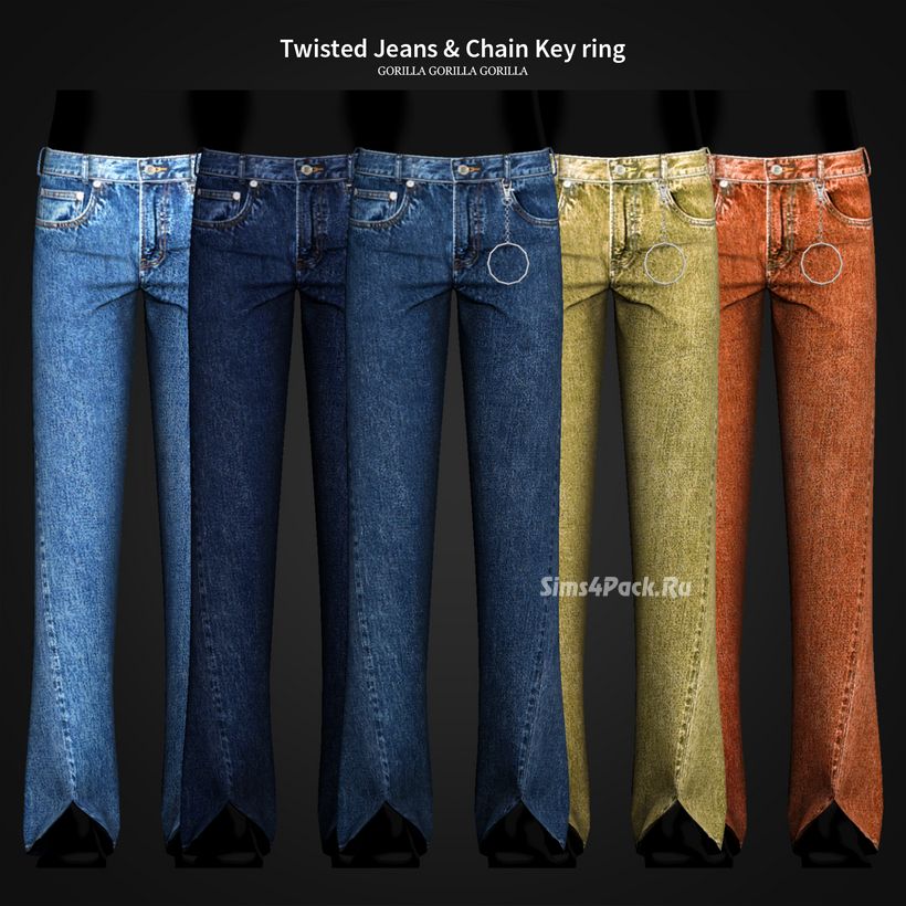Мужские джинсы "Twisted Jeans & Chain Key Ring"