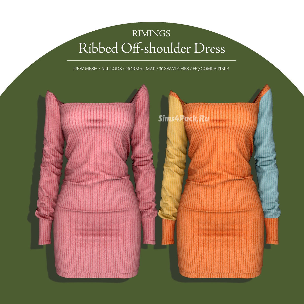 Платье "Ribbed Off-shoulder Dress"