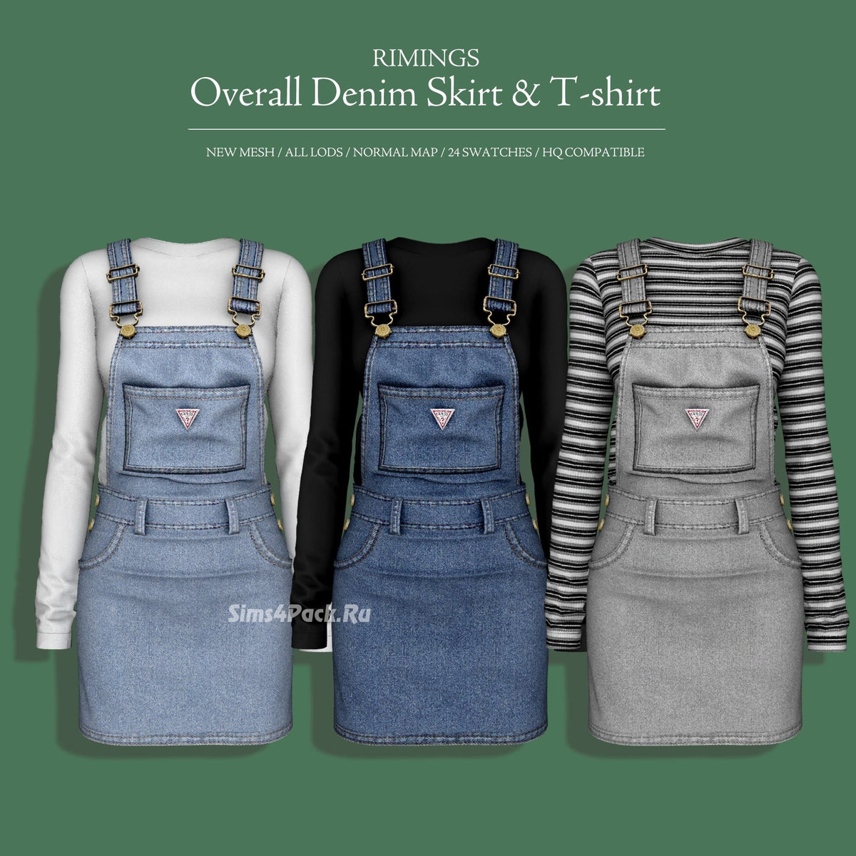 Женский сарафан и лонгслив "Overall Denim Skirt & T-shirt"