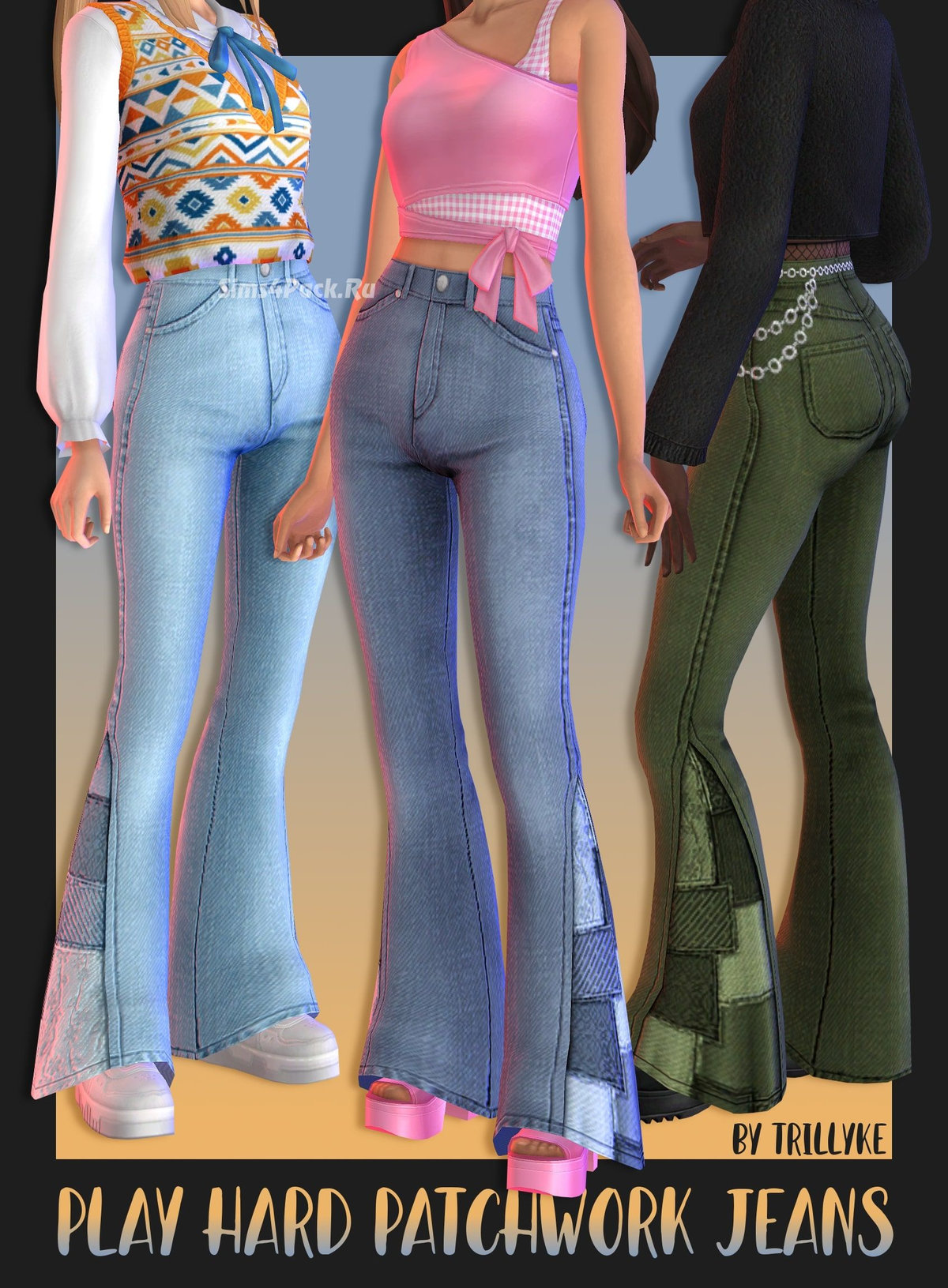 Женские джинсы "Play Hard Patchwork Jeans"