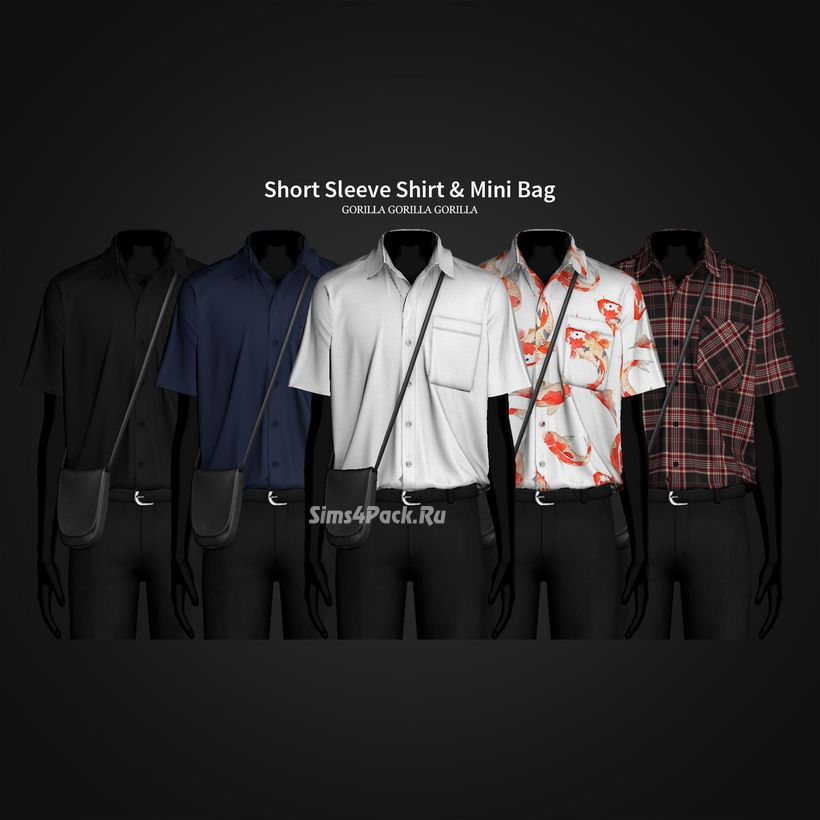 Мужская рубашка с сумкой "Short Sleeve Shirt & Mini Bag"