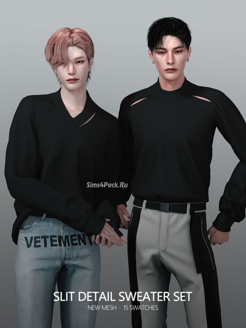 Джемпера для симов "Slit Detail Sweater Set"