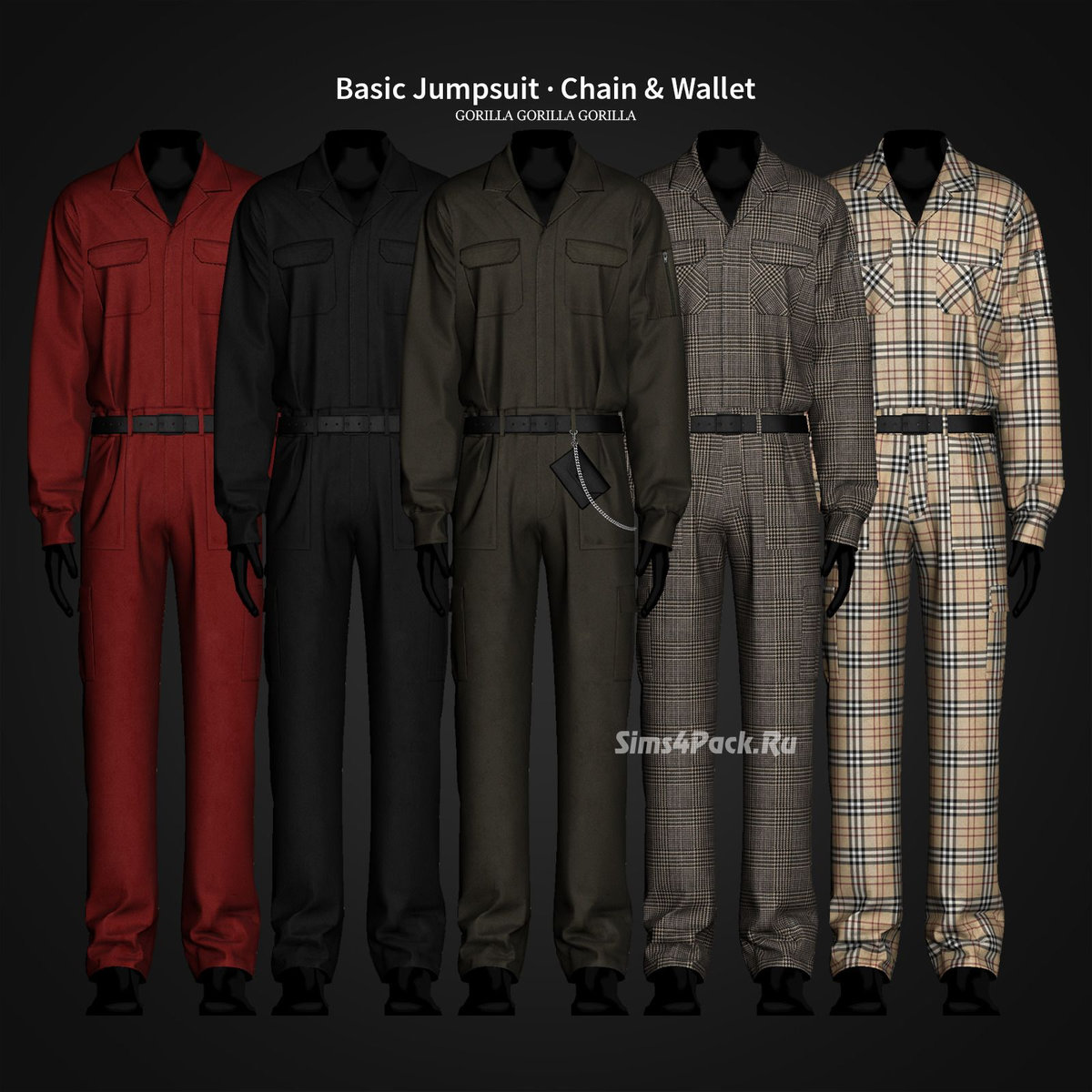 Мужской комбинезон "Basic Jumpsuit, Chain And Wallet"