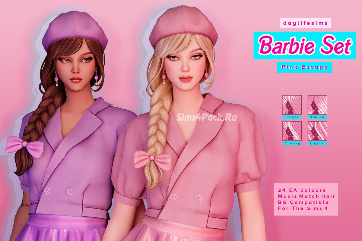 Женская прическа и аксессуары "BARBIE HAIR SET - Pink Escape"