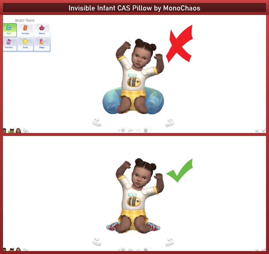Мод на невидимую подушку у младенцев в CAS "Invisible Infant CAS Pillow"