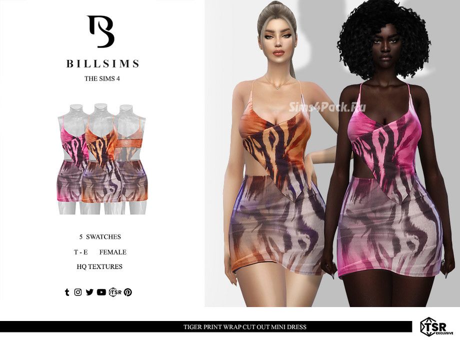 Платье "Tiger Print Wrap Cut Out Mini Dress"