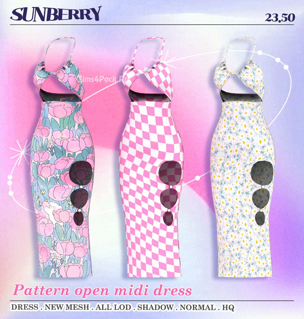 Платье для симочек "Pattern open midi dress"