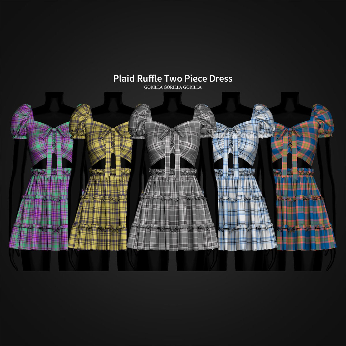 Топ и юбка "Plaid Ruffle Two Piece Dress"