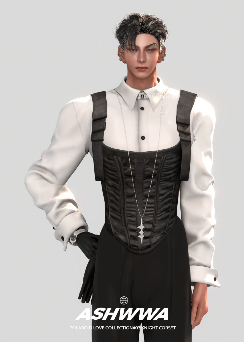 Рубашка с корсетом для симов "Polaroid Love collection#03 knight corset"