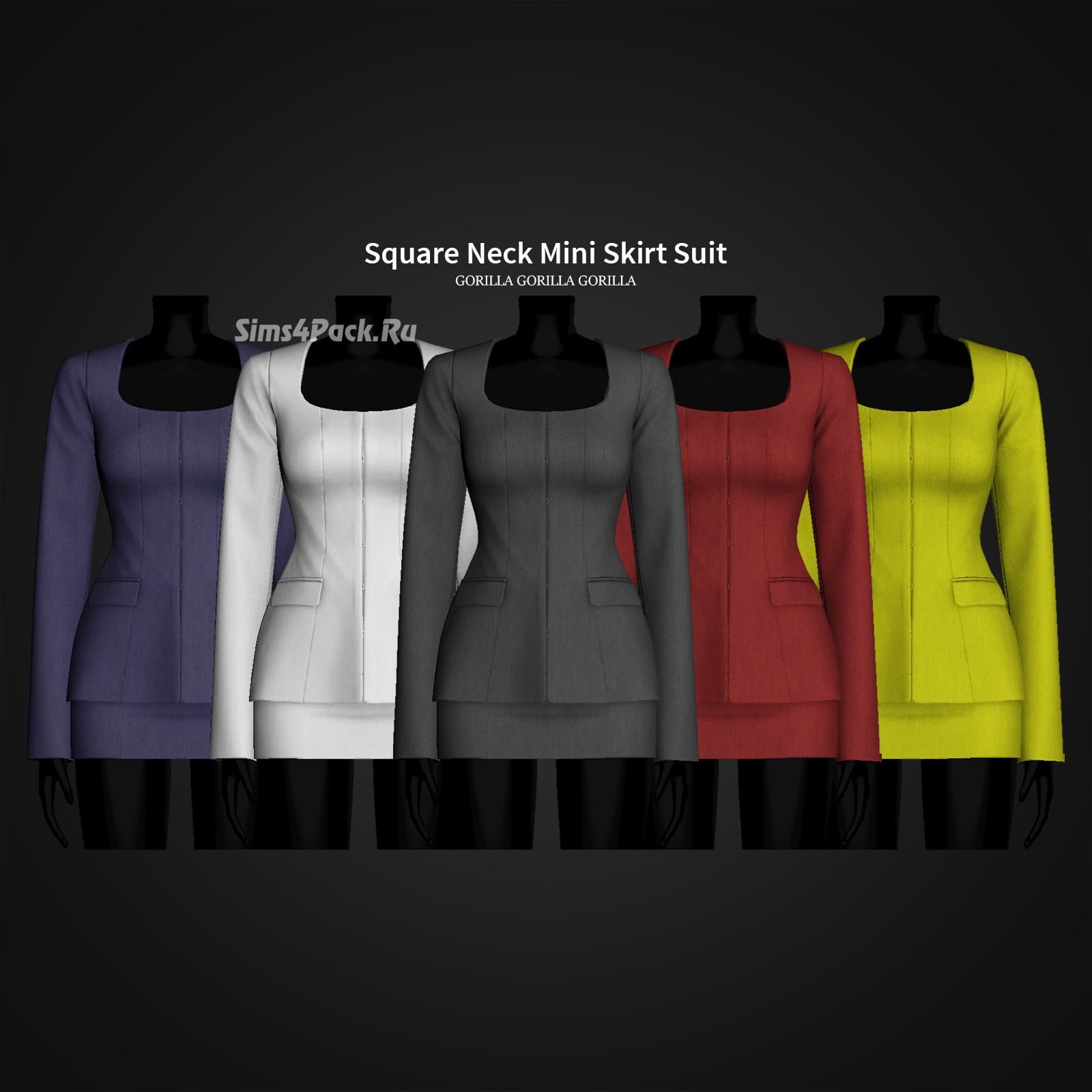 Женский костюм "Square Neck Mini Skirt Suit"