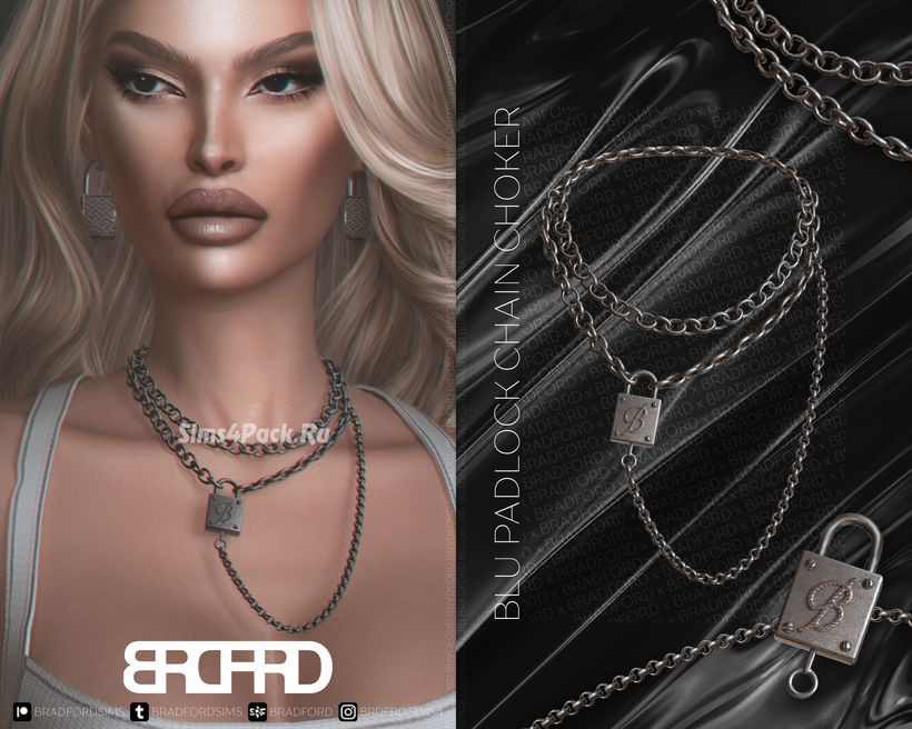 Чокер "BLU PADLOCK CHAIN CHOKER"