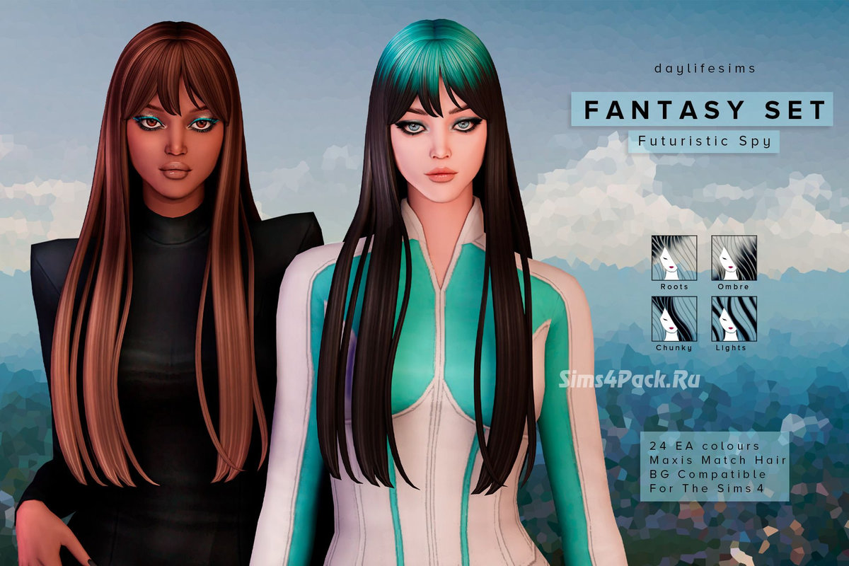 Женская прическа "FANTASY HAIR SET - Futuristic Spy"