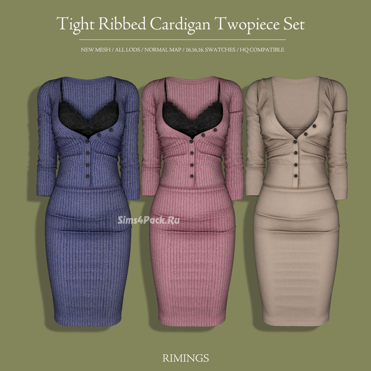 Наряд для симочки "Tight Ribbed Cardigan Twopiece Set"