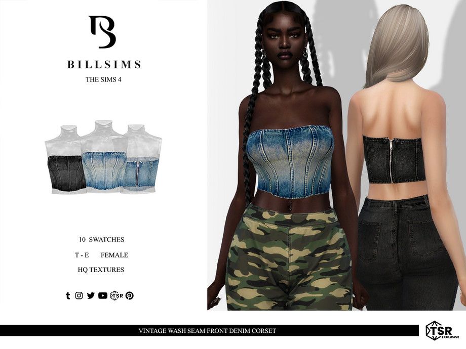 Корсет для симочек "Vintage Wash Seam Front Denim Corset"