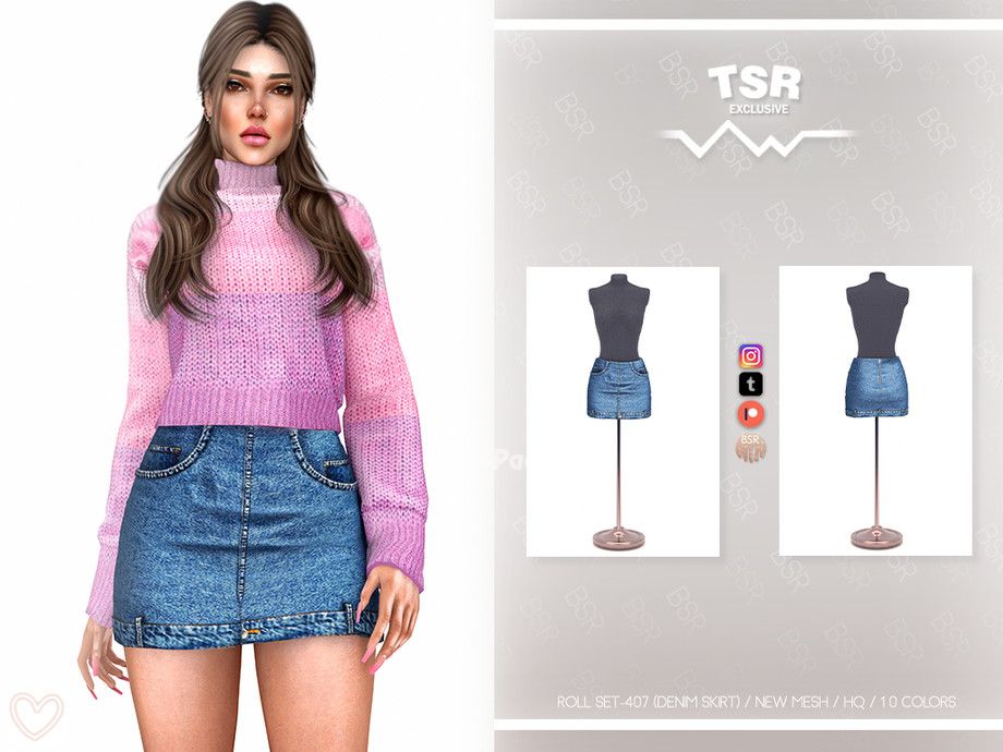 Джинсовая юбка "ROLL SET-407 (DENIM SKIRT) BD1107"