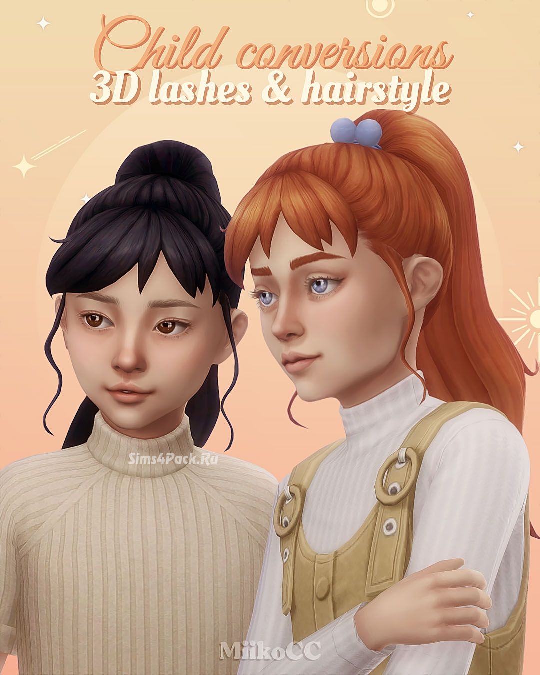 Прическа для девочек и реснички для детей "3D eyelashes And Makoto hair (children)"