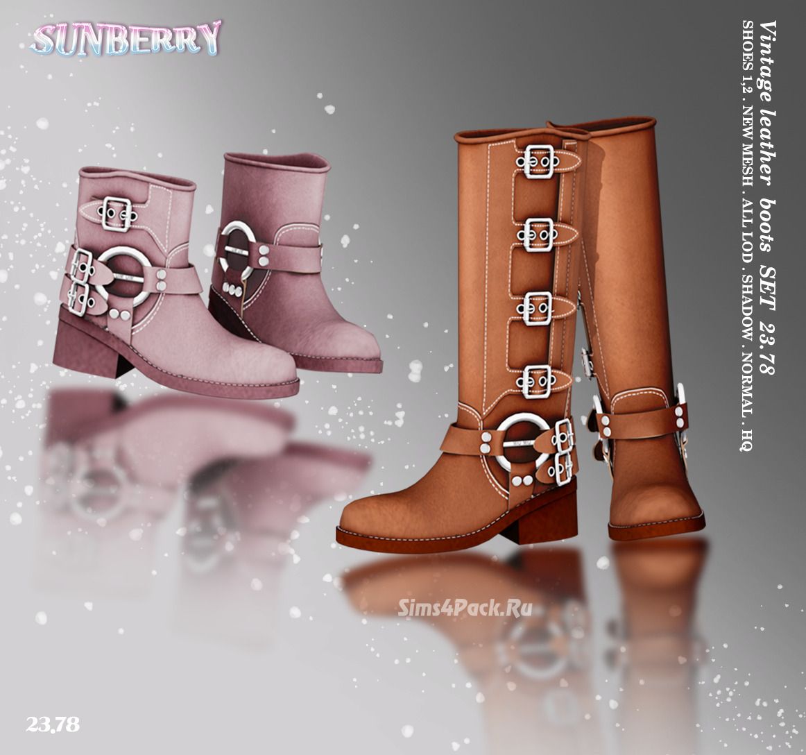 Сапожки для симочек "Vintage leather boots long And short SET"