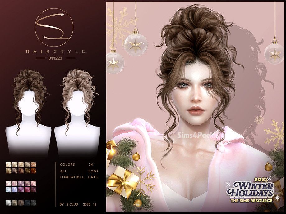 Женская прическа "Winter Holidays 2023 Hair 01"