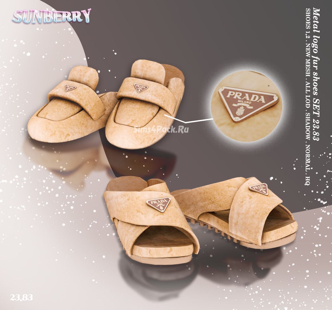 Обувь для симочек "Metal logo fur mule& Sandals SET 23.83"