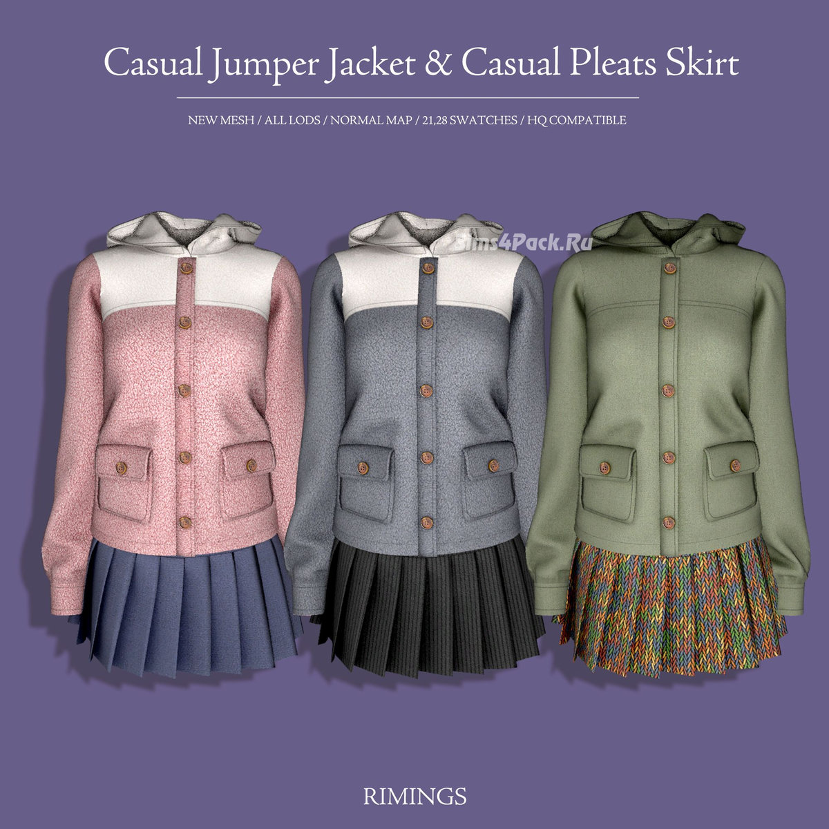 Комплект одежды для симочек " Casual Jumper Jacket & Pleats Skirt"