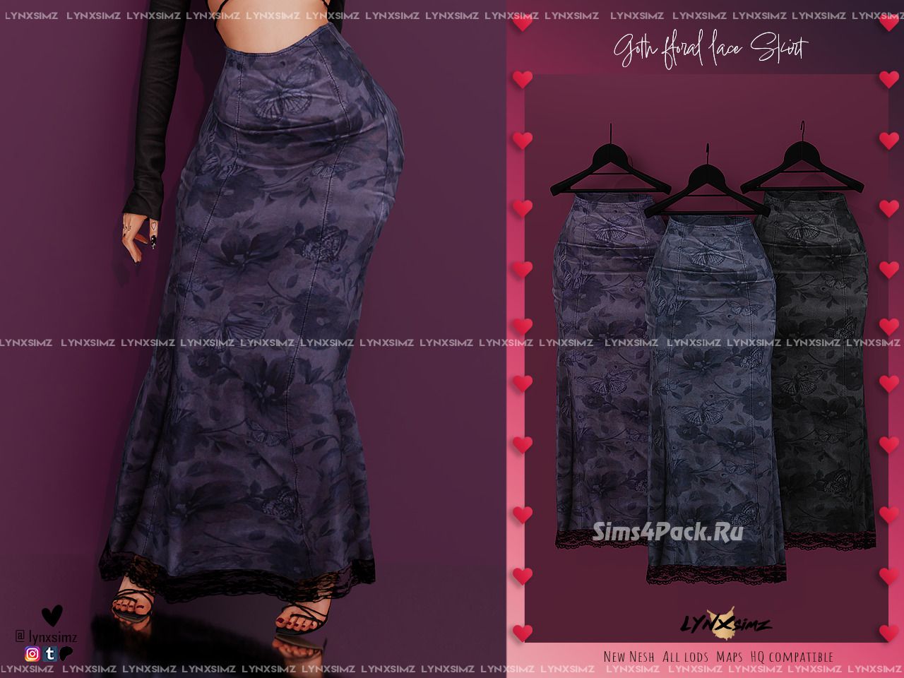 Юбка "Goth Floral Lace Skirt"